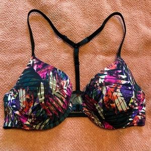 Pink by Victoria Secret Push Up T Back Bra Multi Color Front Closure 36B